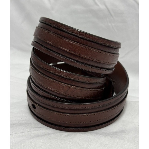ROUNDTREE &YORKE Belt Men 32 Italian Cowhide Leather Brown Brass Buckle - Picture 3 of 9
